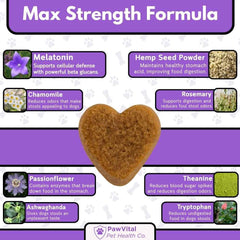 PawVital ingredients chamomile valerian ashwagandha l-tryptophan for balanced mood in dogs.