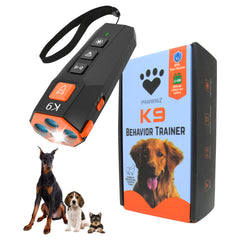Pawwwz K9 bark deterrent front view highlights compact indoor training