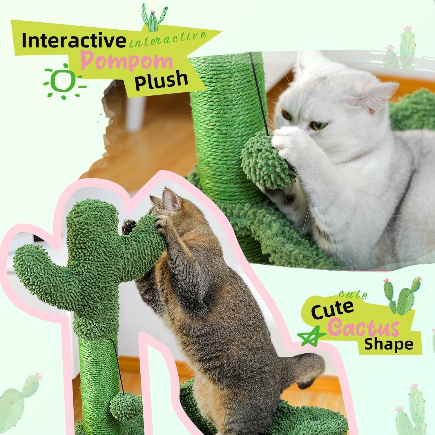 PAWZ Road cactus cat tree base area provides extra space for scratching.