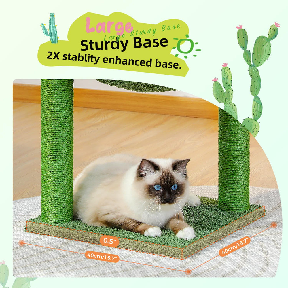 PAWZ Road cactus cat tree dangling ball adds interactive play.