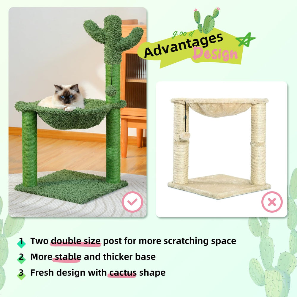 PAWZ Road cactus cat tree side profile shows cactus-inspired design.