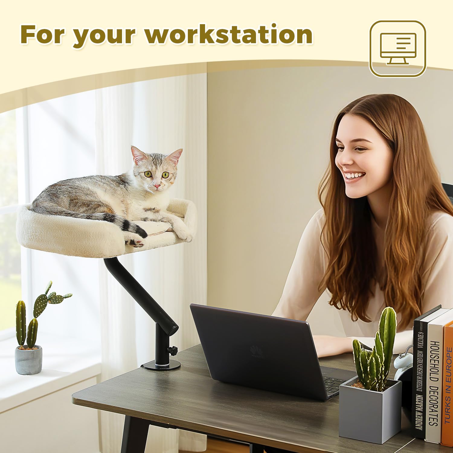 PAWZ Road cat desk bed plush padding cushions paws and body for gentle support.