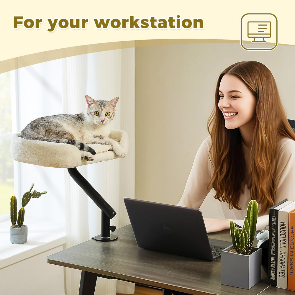 PAWZ Road cat desk bed plush padding cushions paws and body for gentle support.