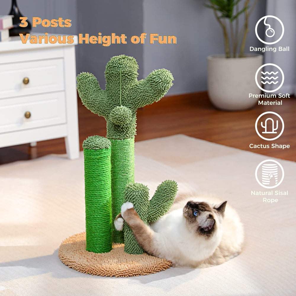 PAWZ Road cactus cat scratcher uses natural green sisal for satisfying, durable scratch sessions.