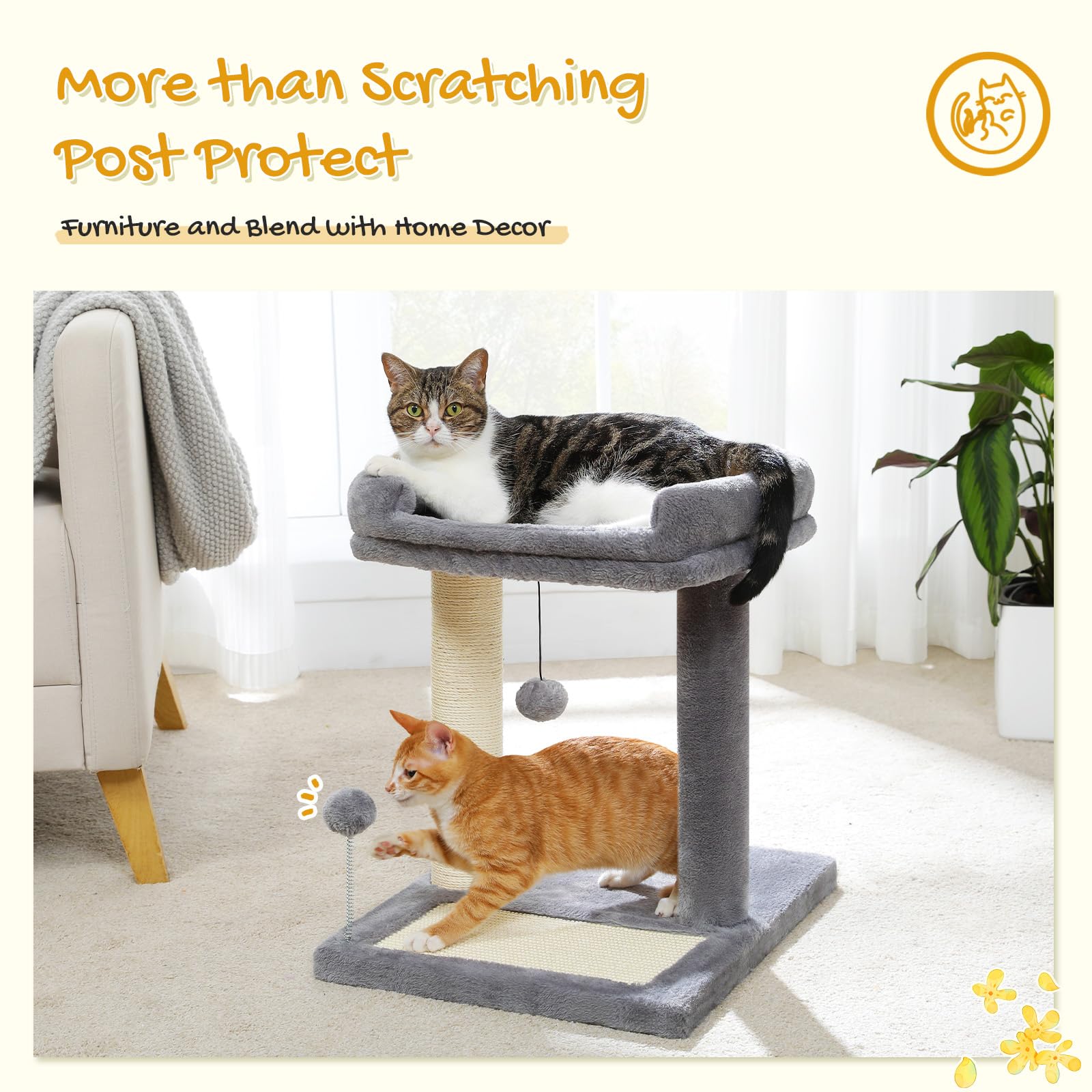 PAWZ Road cat scratching post bed fully wrapped post encourages claw care from any angle
