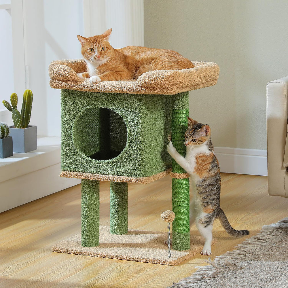 PAWZ Road cat tree corner placement for efficient small-space use.