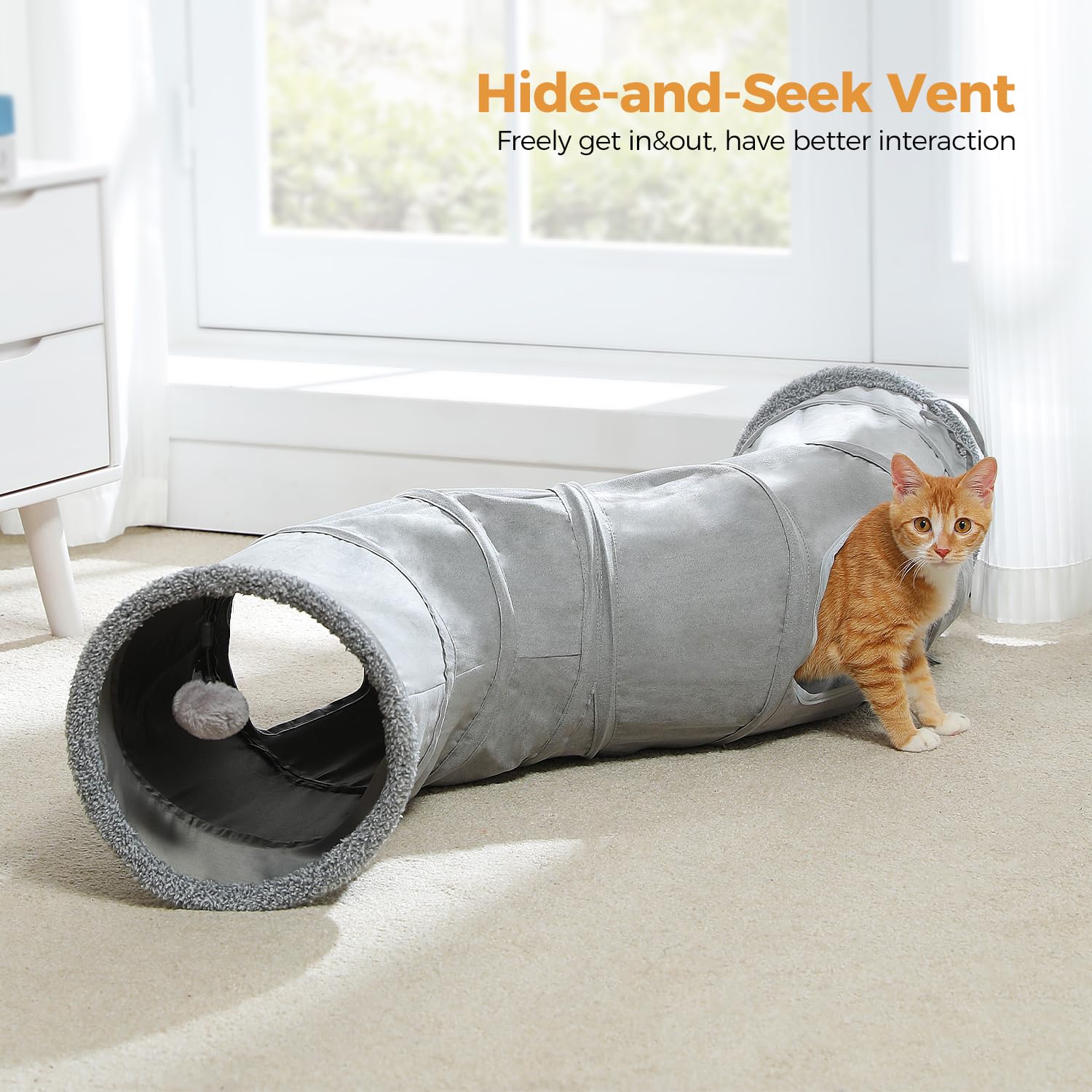 PAWZ Road cat tunnel faux fur detail for cozy hiding spots