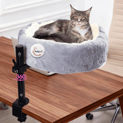 Pawzentic 19-5-inch cat desk bed with one-button lift showcases easy height adjustment for comfort.
