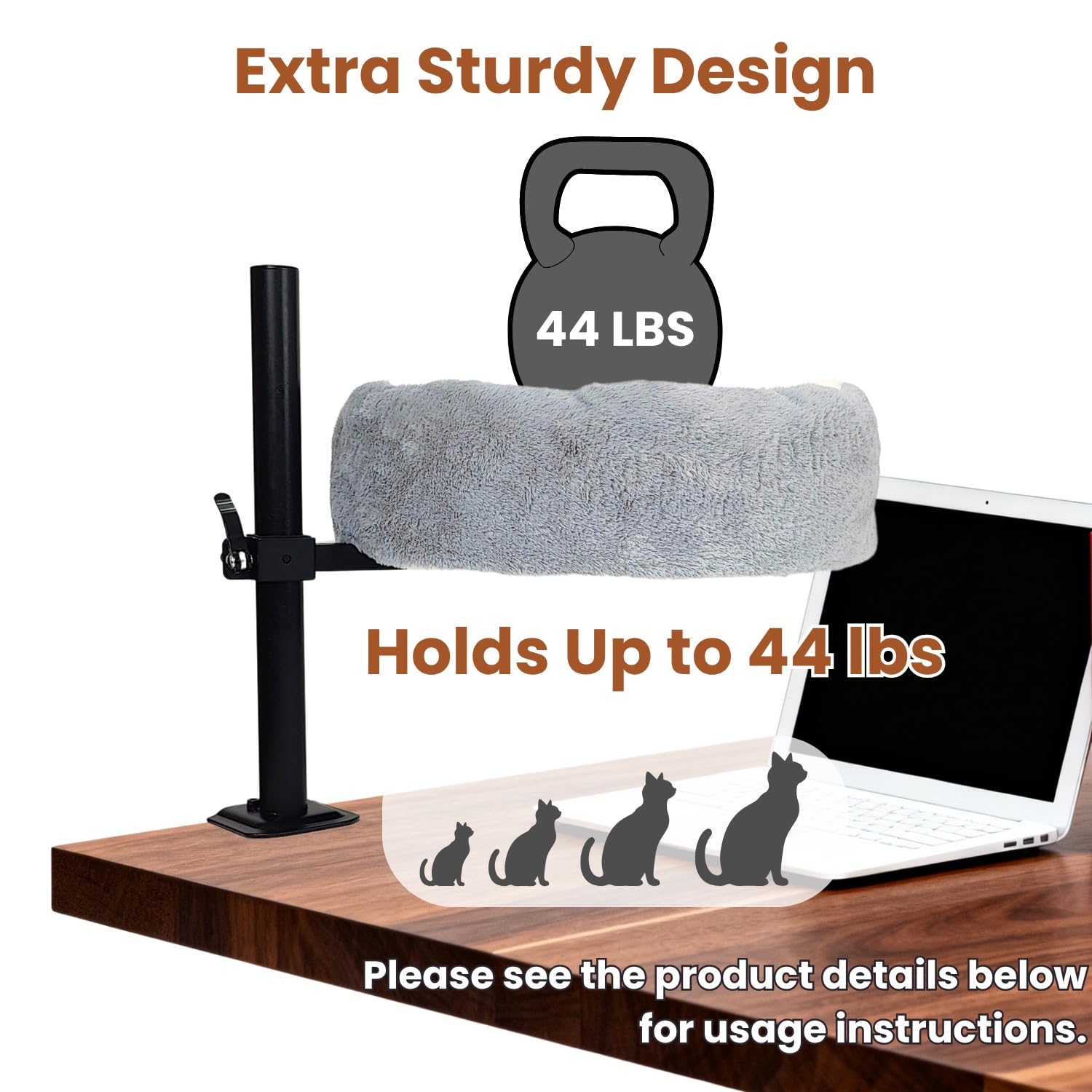 Pawzentic max load 44 lbs supports energetic cats.