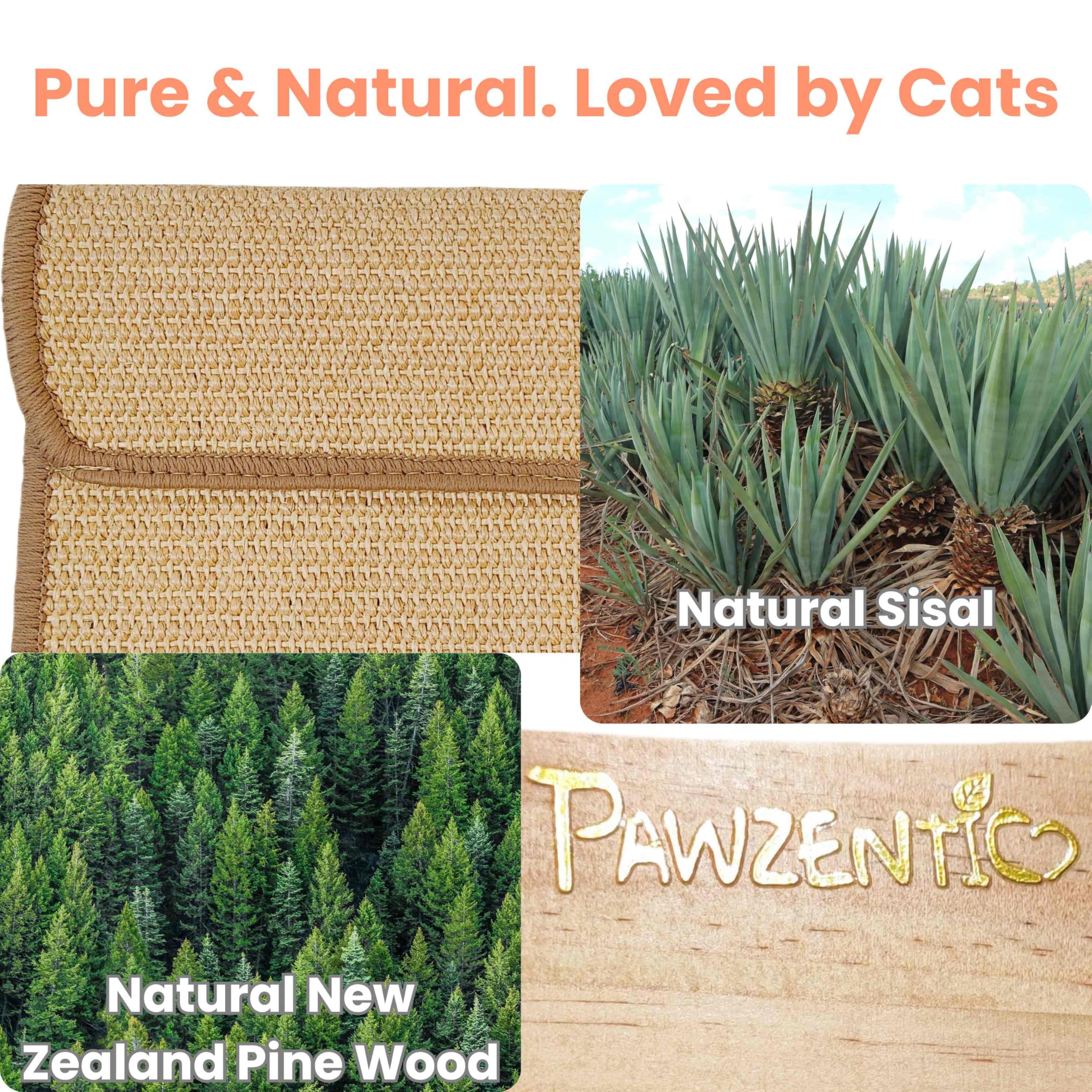 Pawzentic sisal cat scratcher catnip pad adds natural lure for curious play and marking.