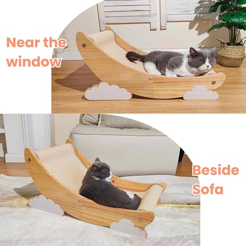 Pawzentic sisal cat scratcher wooden frame highlights modern furniture compatibility and durable construction.