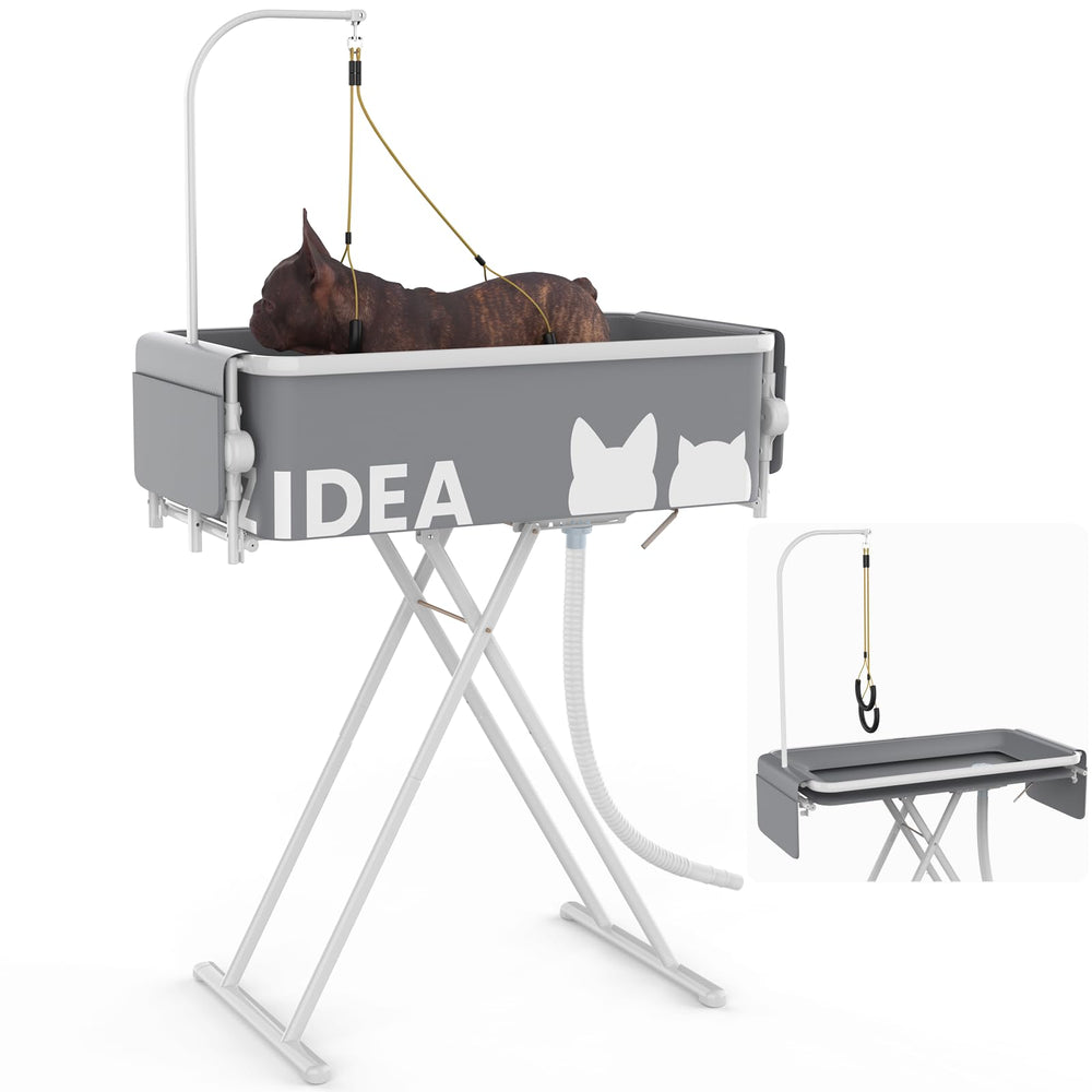 PAWZIDEA 2in1 bathtub–grooming table folded for easy storage and space-saving transport