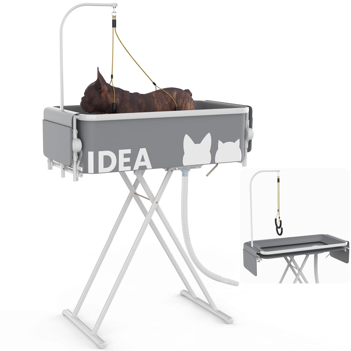 PAWZIDEA 2in1 bathtub–grooming table folded for easy storage and space-saving transport