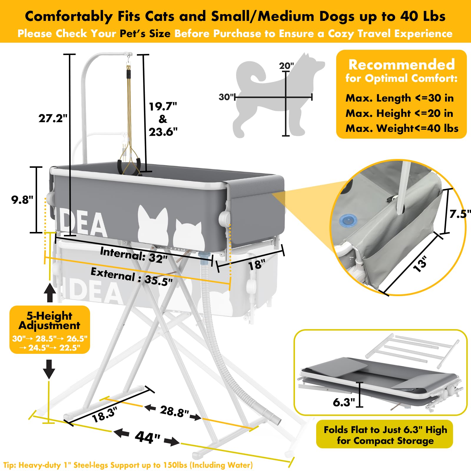 PAWZIDEA 33in pet washing station setup ideal for indoor or outdoor baths