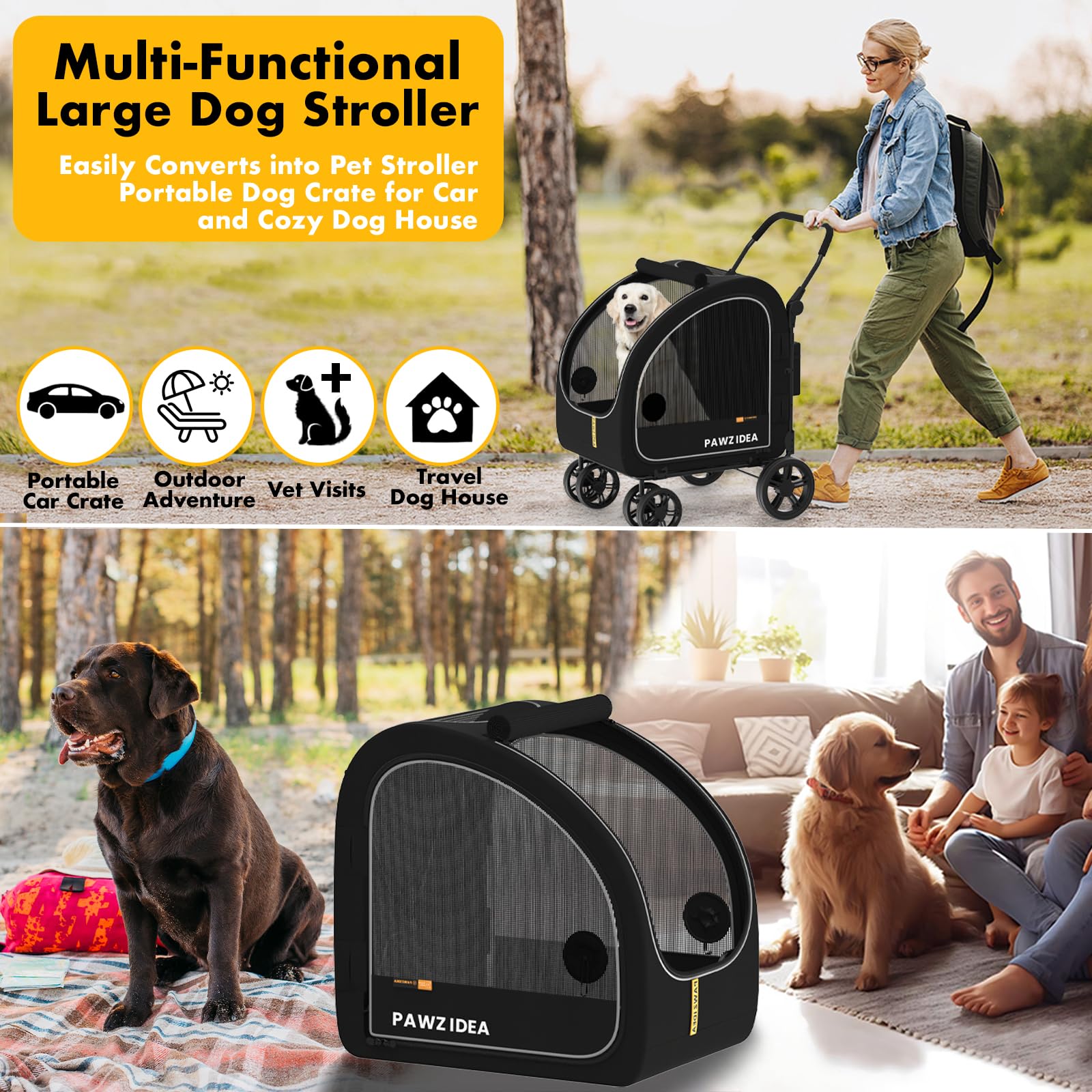 PAWZIDEA adjustable-height handle for comfortable pushing