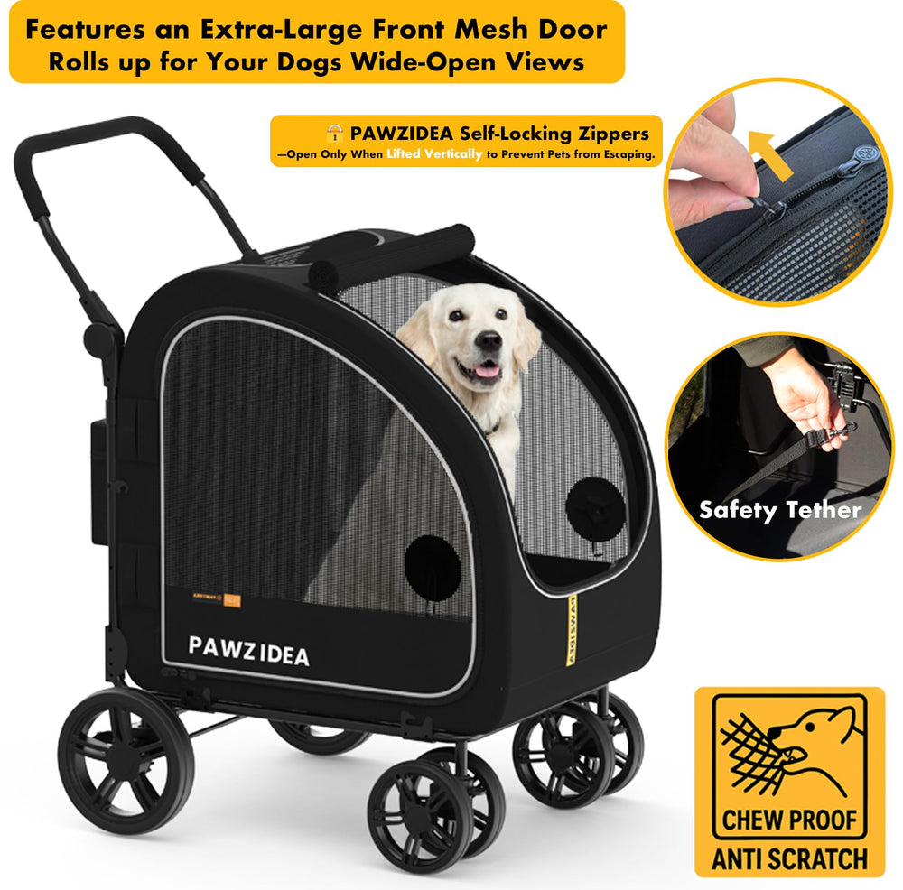 PAWZIDEA all-terrain 9-inch wheels deliver a smooth ride on varied surfaces