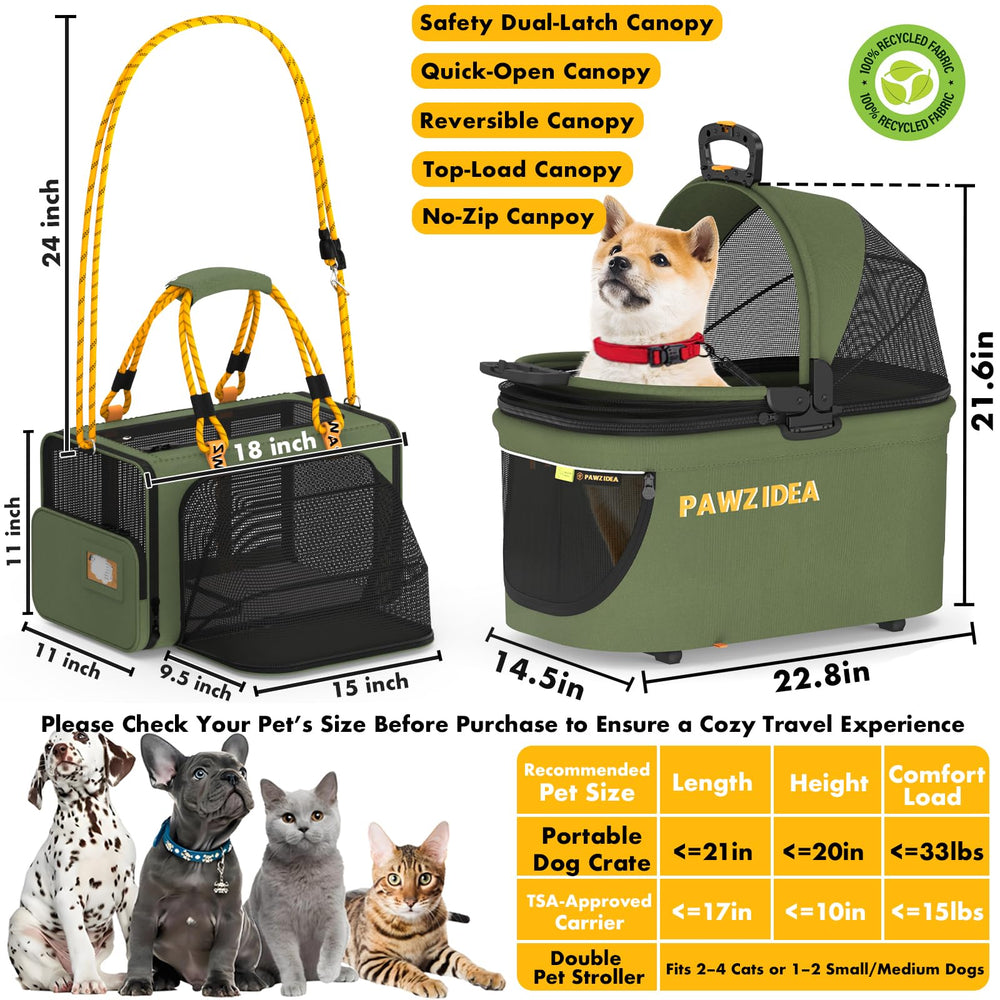 PAWZIDEA all-terrain wheels with front swivel enable smooth rides on varied surfaces.