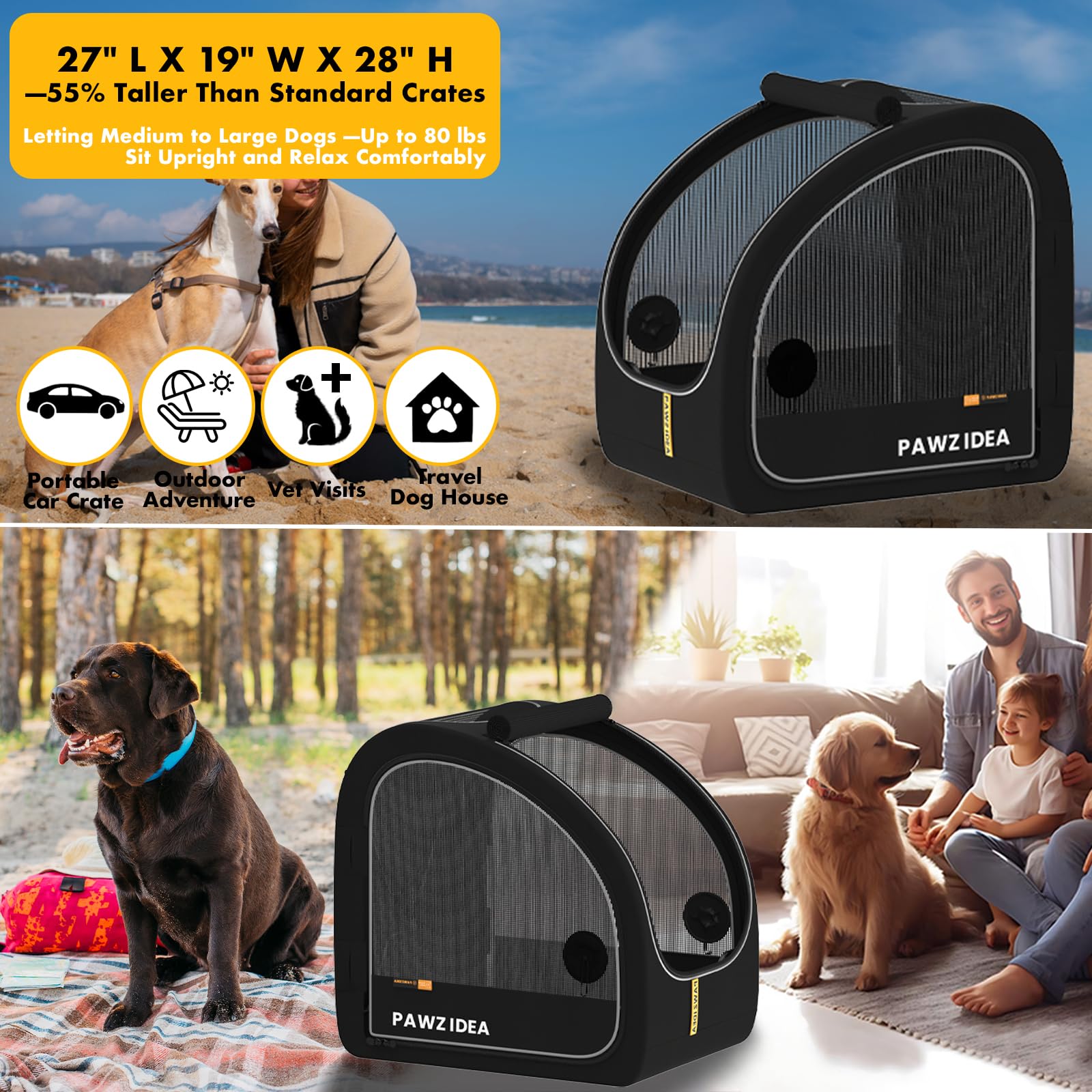 PAWZIDEA breathable-interior-mesh providing 360-degree airflow for calm travel