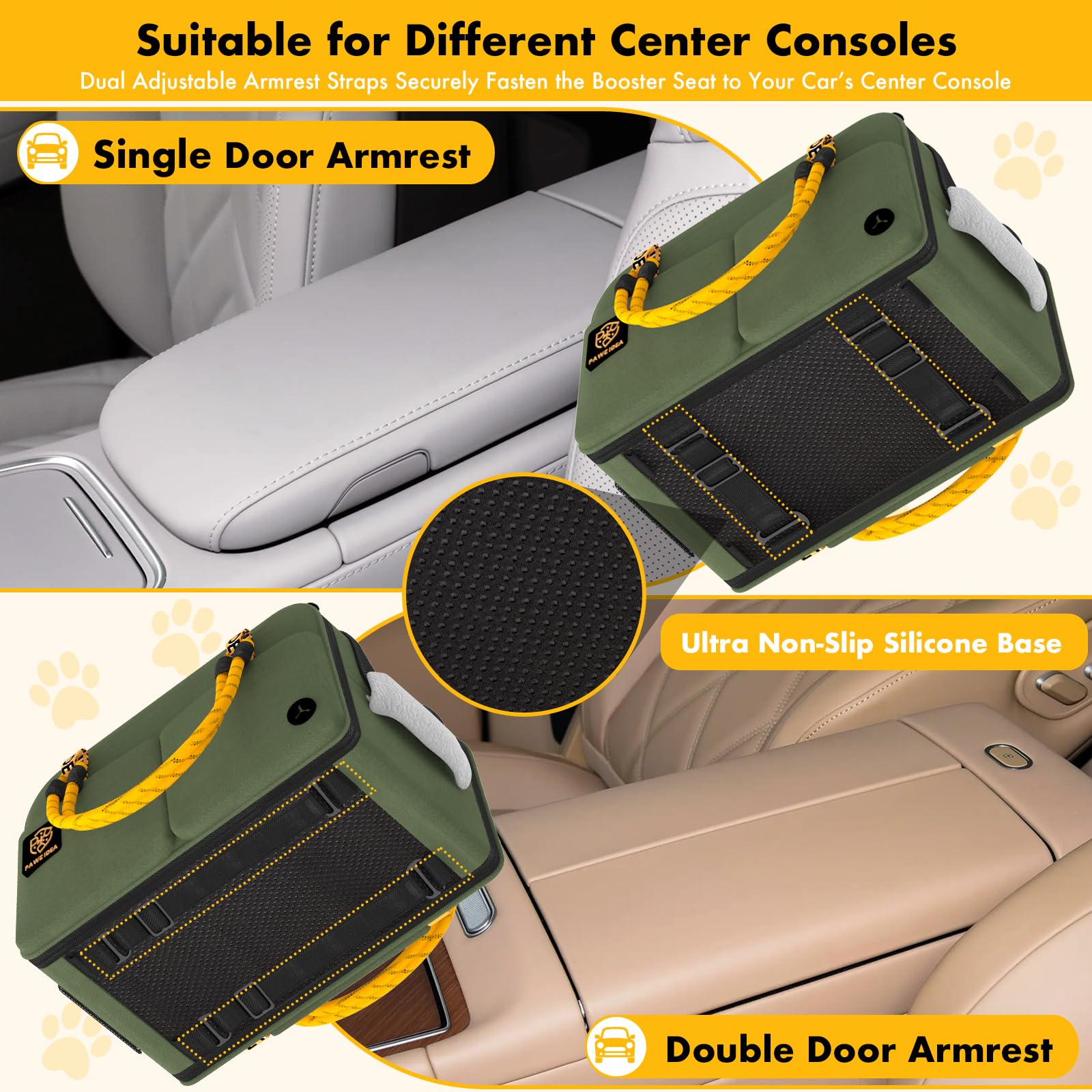 PAWZIDEA center console seat removable pillow supports head and neck