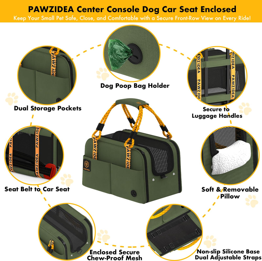 PAWZIDEA center console seat TSA-approved fits under airplane seats