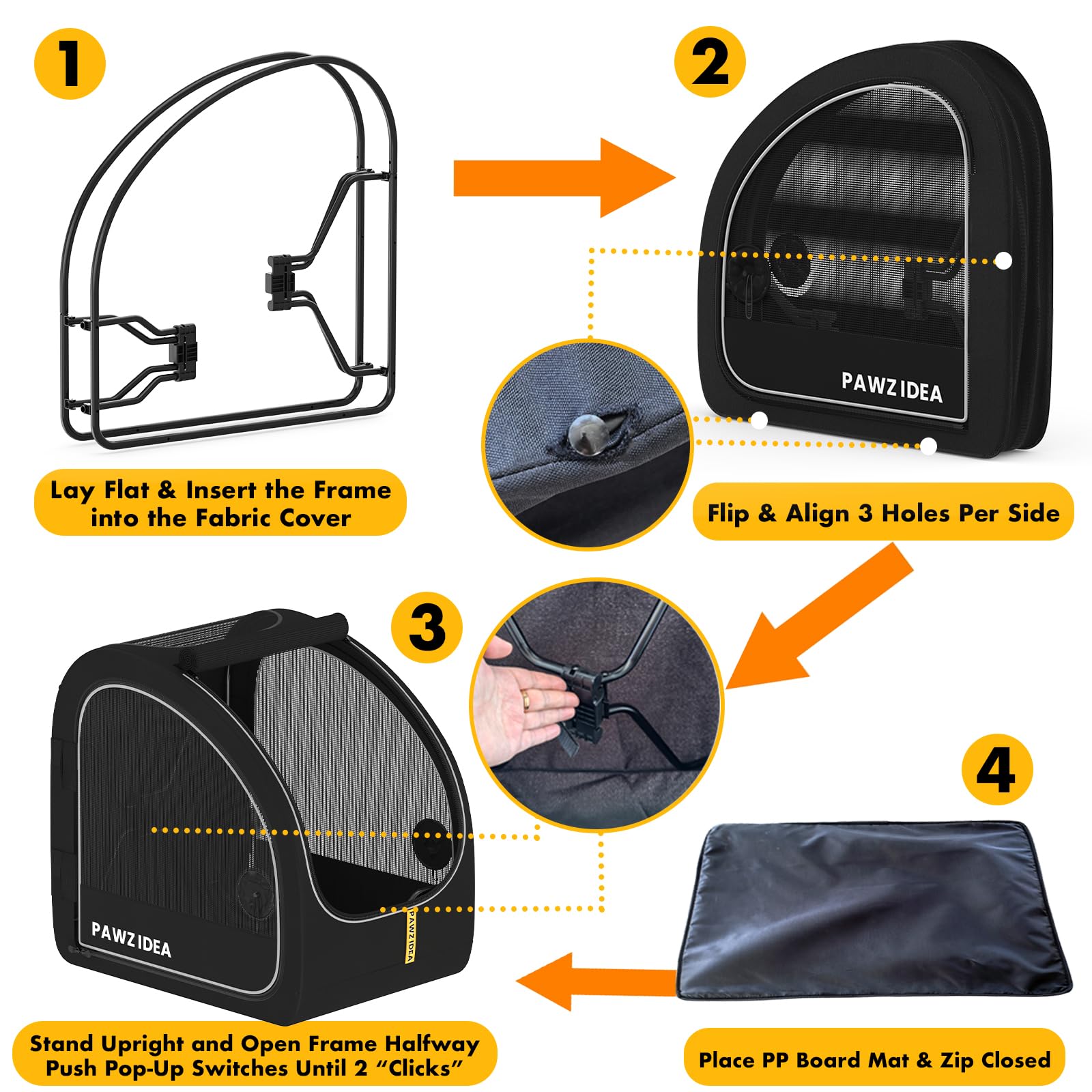 PAWZIDEA chew-proof-mesh-sides depicting durable materials for home or car