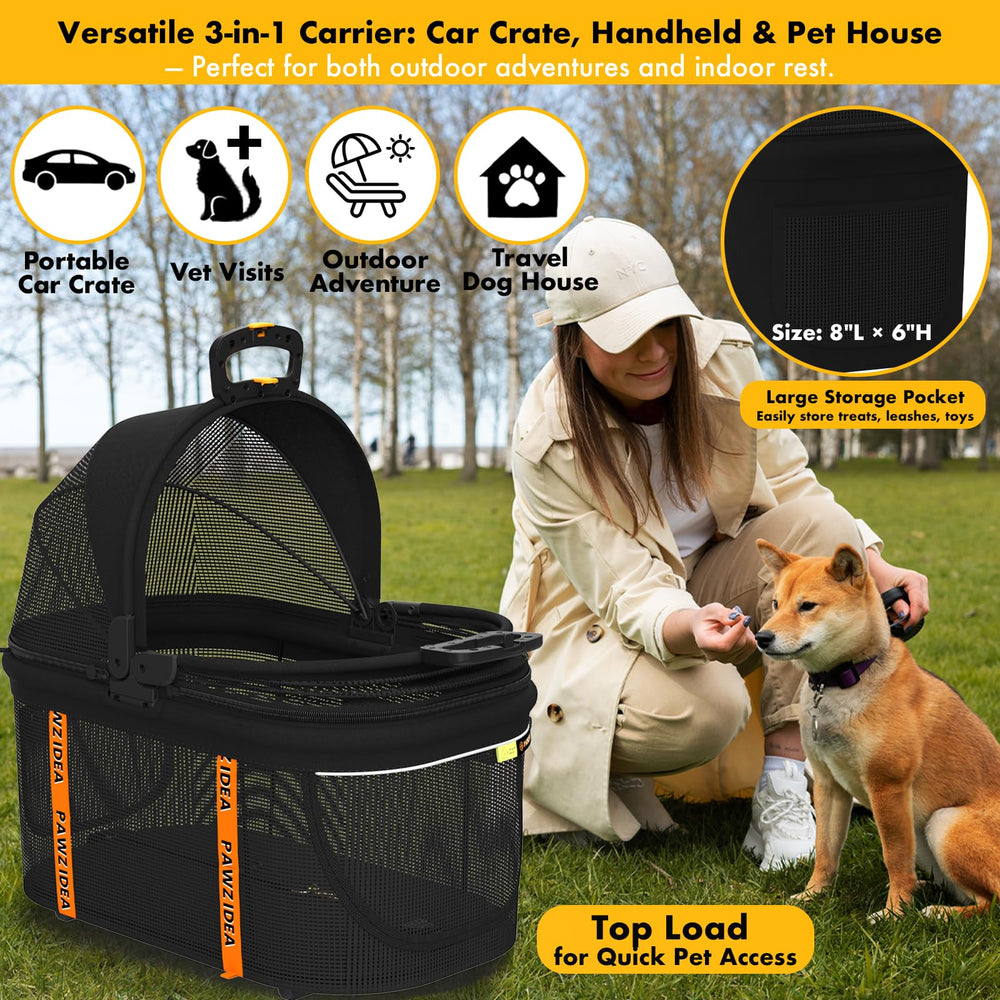 PAWZIDEA collapsible metal-frame design for quick setup and space-saving storage.