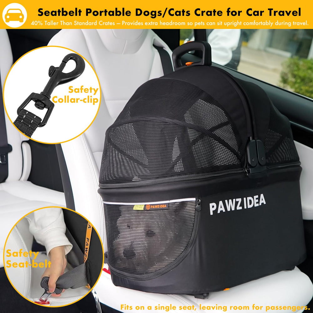 PAWZIDEA crate interior view highlighting generous headroom for pets.