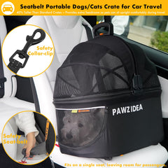 PAWZIDEA crate interior view highlighting generous headroom for pets.