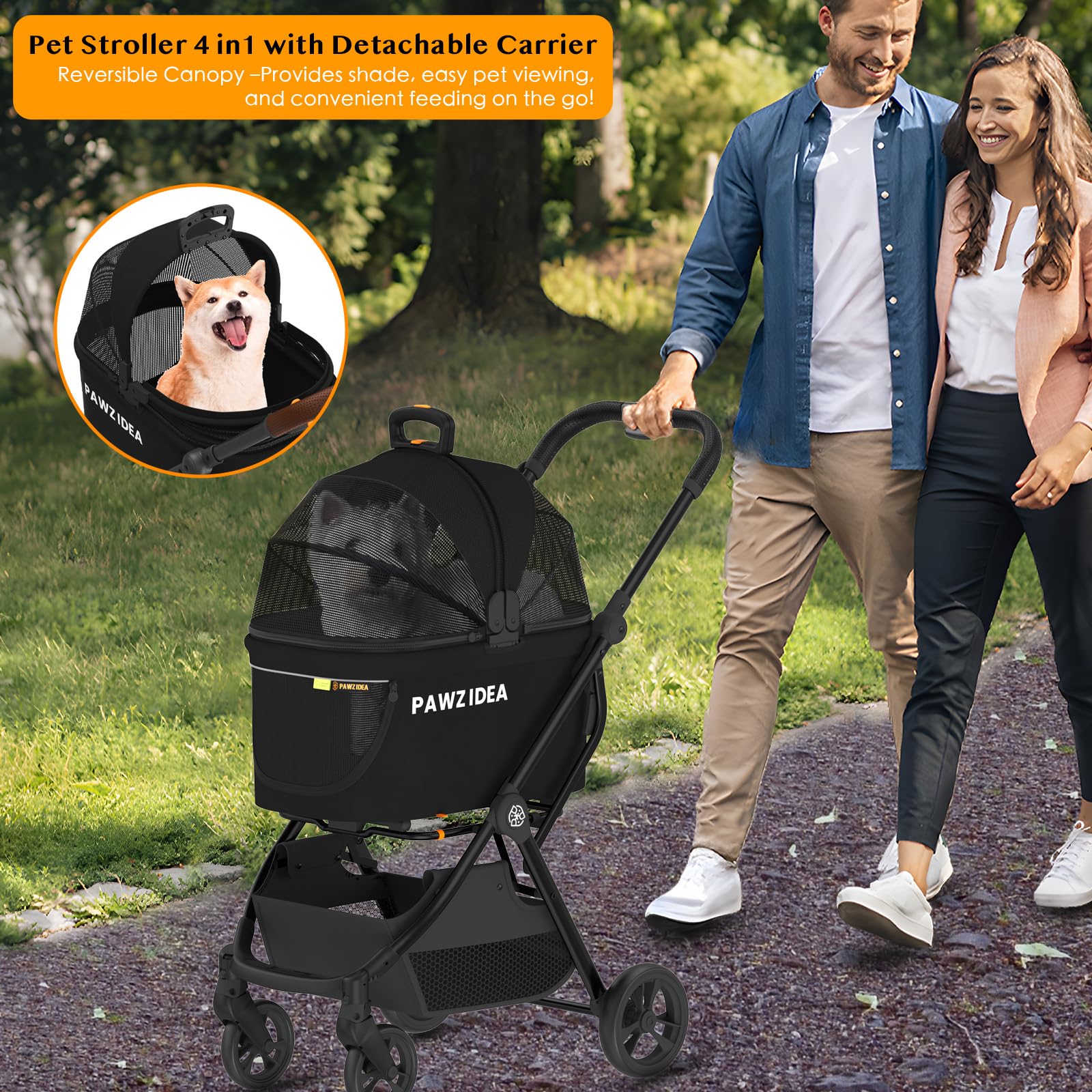PAWZIDEA pet carrier converts to portable car crate with seatbelt stability.