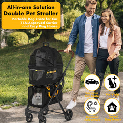 PAWZIDEA double-pet-stroller bottom-carrier expandable space for stretching pets