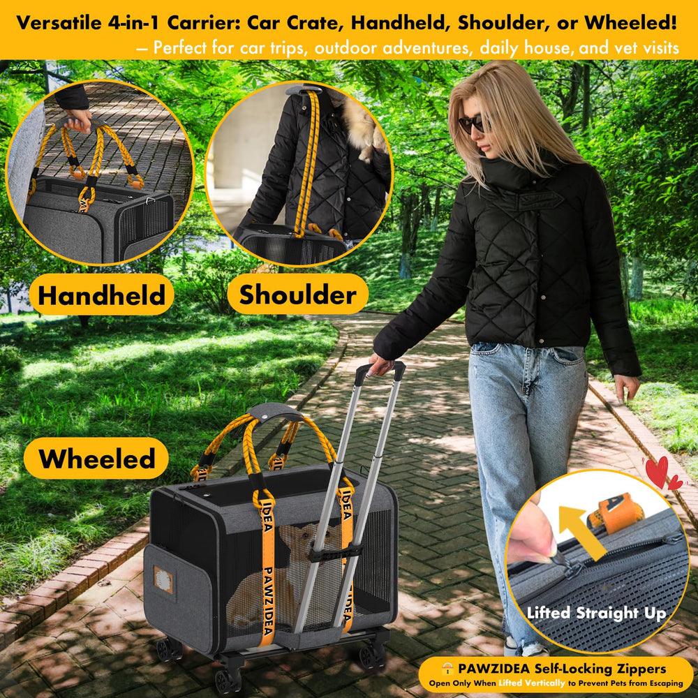 PAWZIDEA expandable carrier top ventilation shows breathable design for comfort.