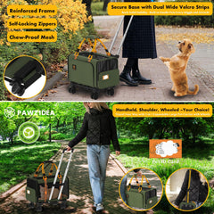 PAWZIDEA expandable carrier rear wheels and rolling frame for easy airport navigation
