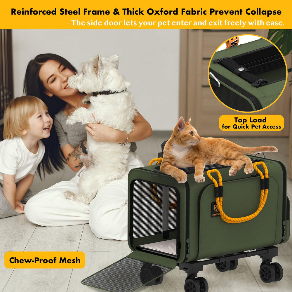 PAWZIDEA expandable carrier shoulder strap used as a leash during trips