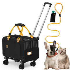 PAWZIDEA expandable under-seat carrier shows compact travel with spacious interior when unzipped.