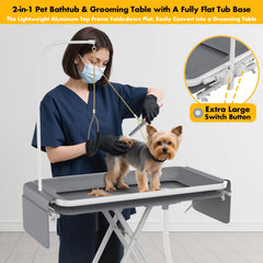PAWZIDEA five-height adjustment supports ergonomic bathing for various pet owners