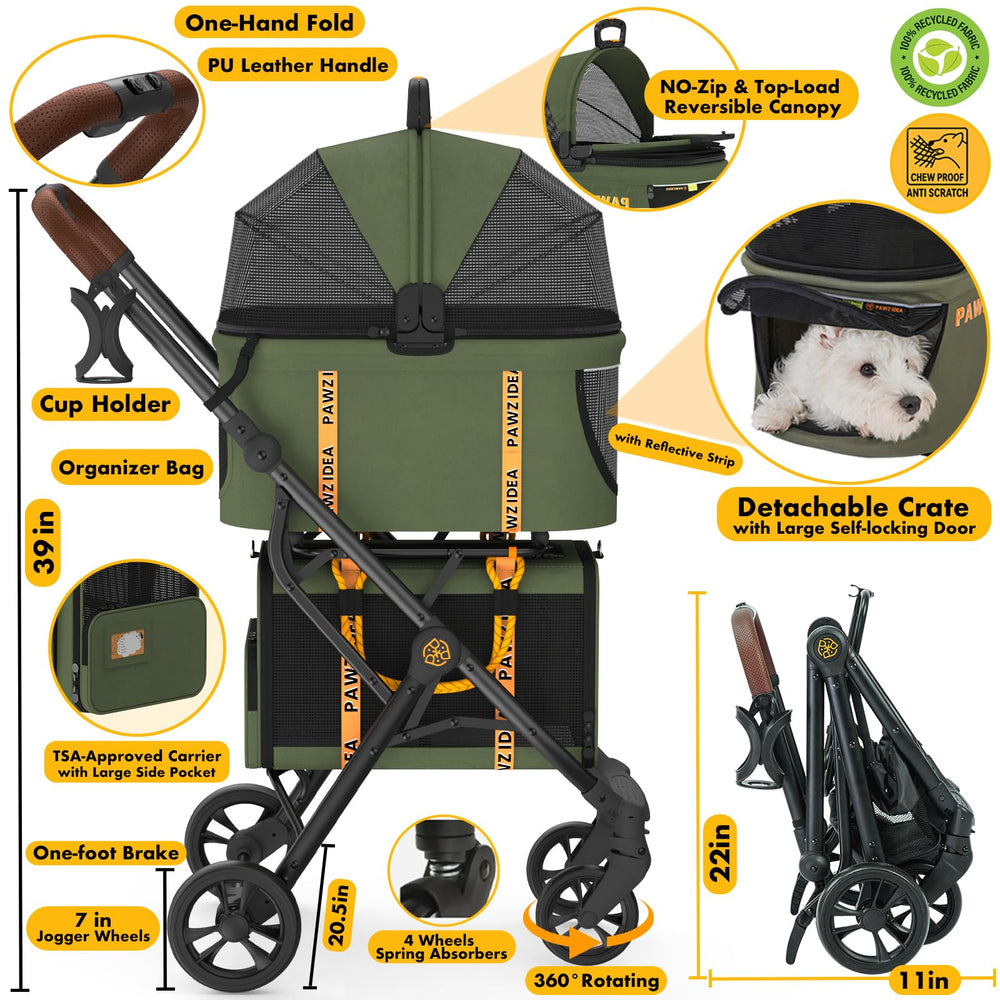 PAWZIDEA folded-storage compact design fits in tight spaces at home or in the car.