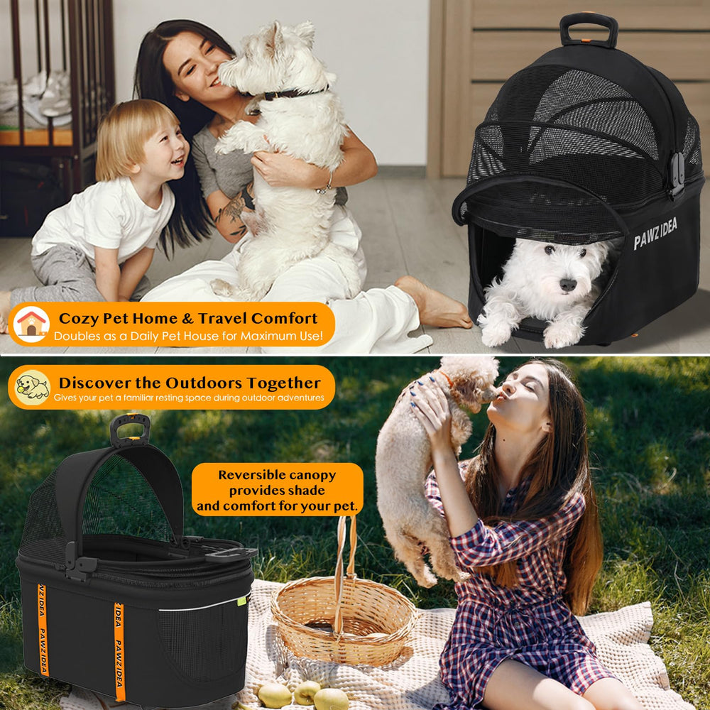 PAWZIDEA front door and top-load canopy for easy pet access.