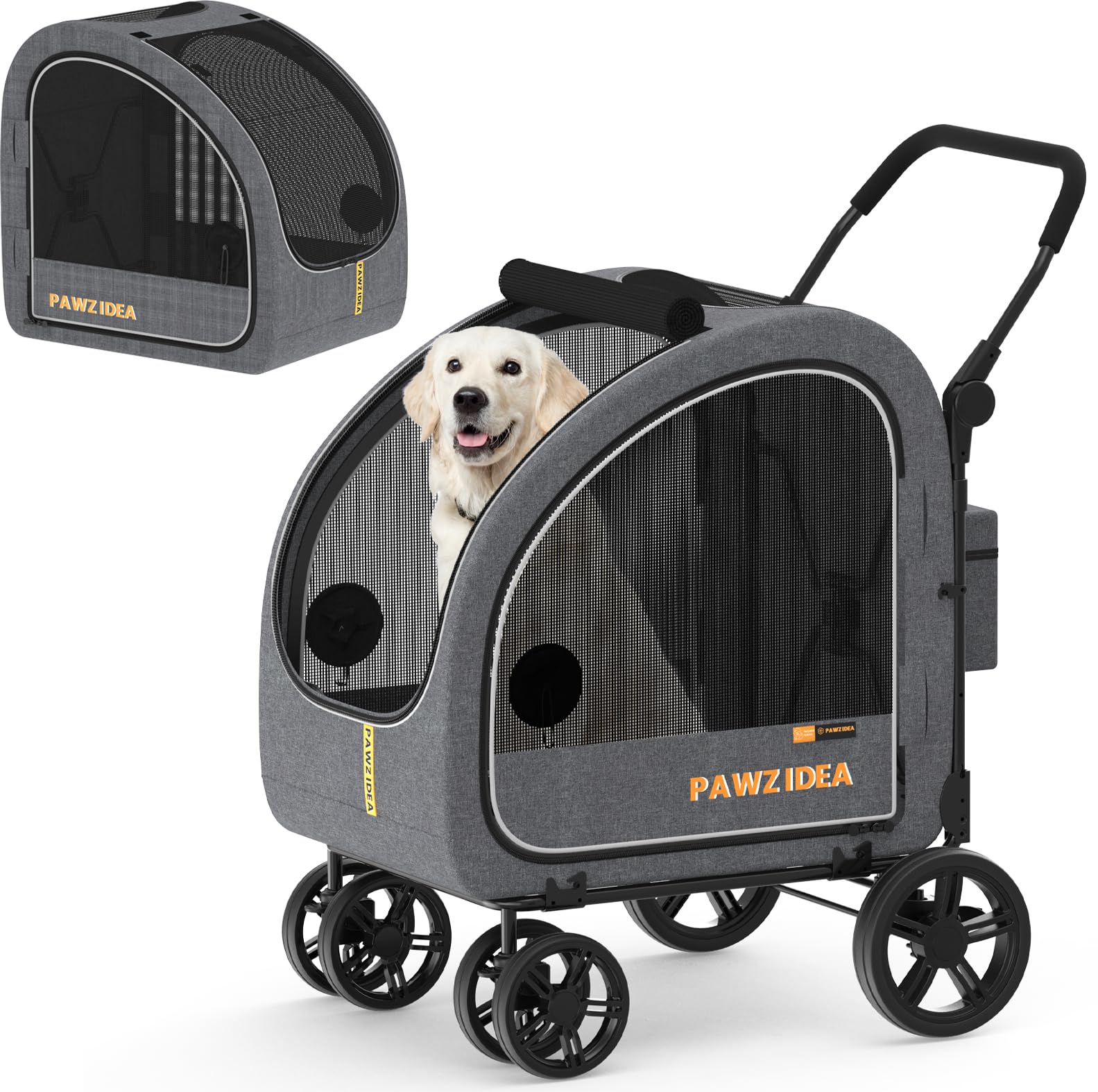 PAWZIDEA large dog stroller assembly view for quick setup and travel