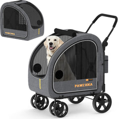 PAWZIDEA large dog stroller assembly view for quick setup and travel