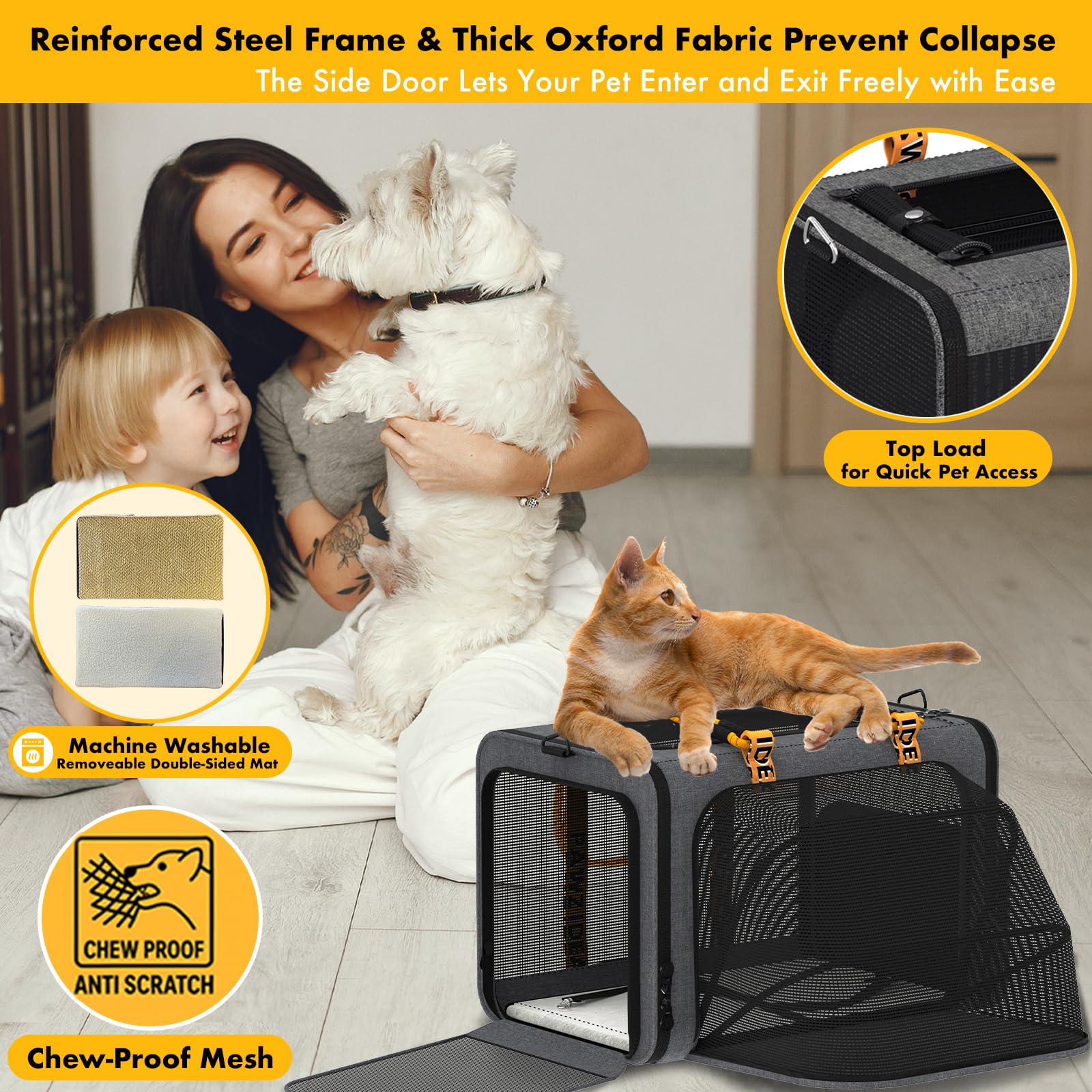PAWZIDEA leak-proof bottom pad simplifies cleaning between trips