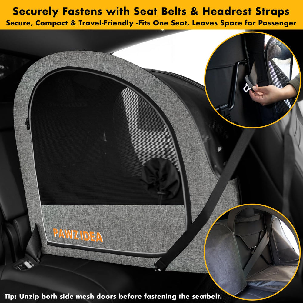 PAWZIDEA portable dog crate folded flat for compact storage after trips.