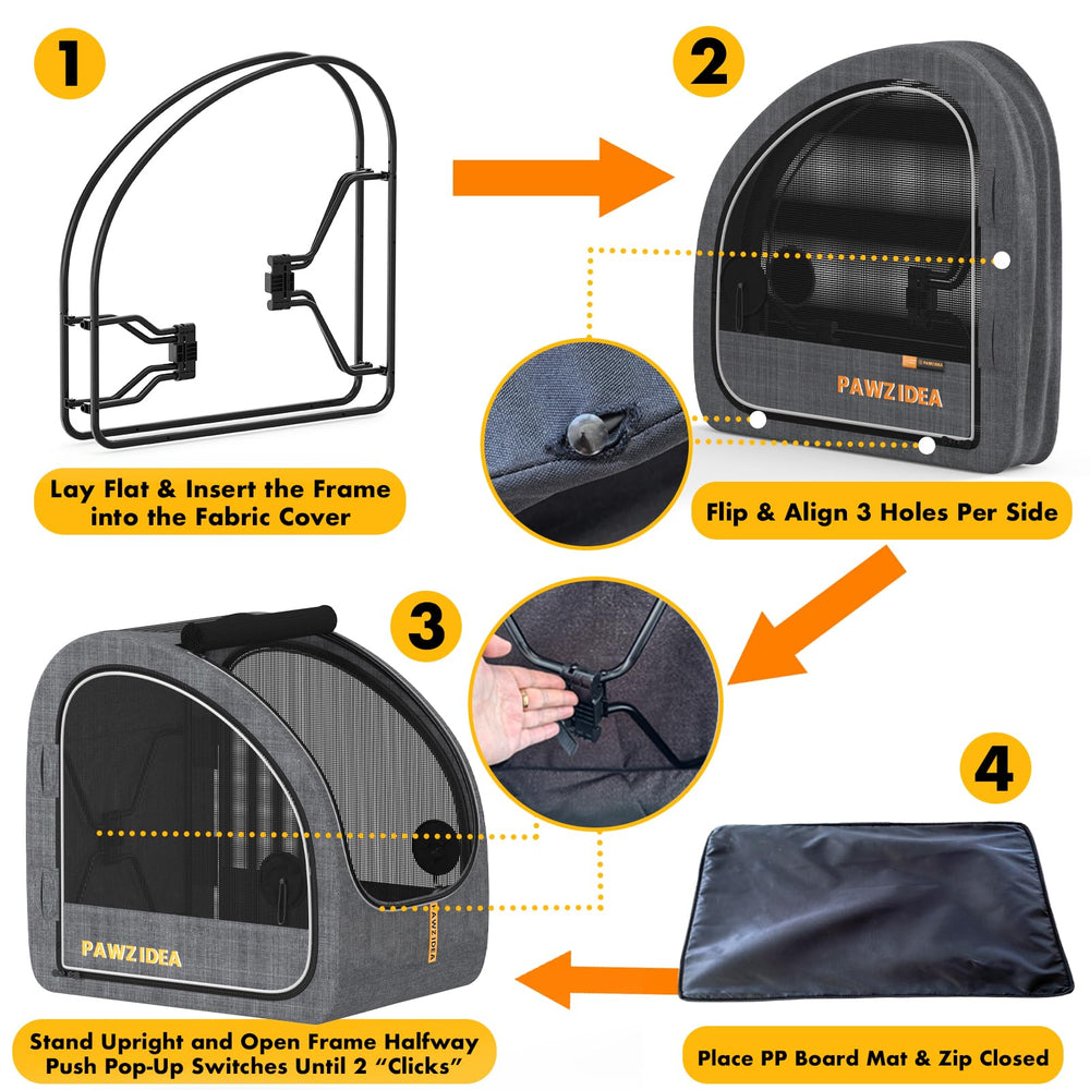 PAWZIDEA portable dog crate in-car setup supports road trips and vet visits.