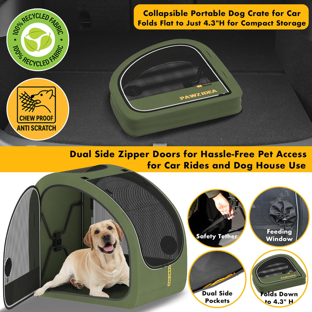 PAWZIDEA portable dog crate safety tether secures travel