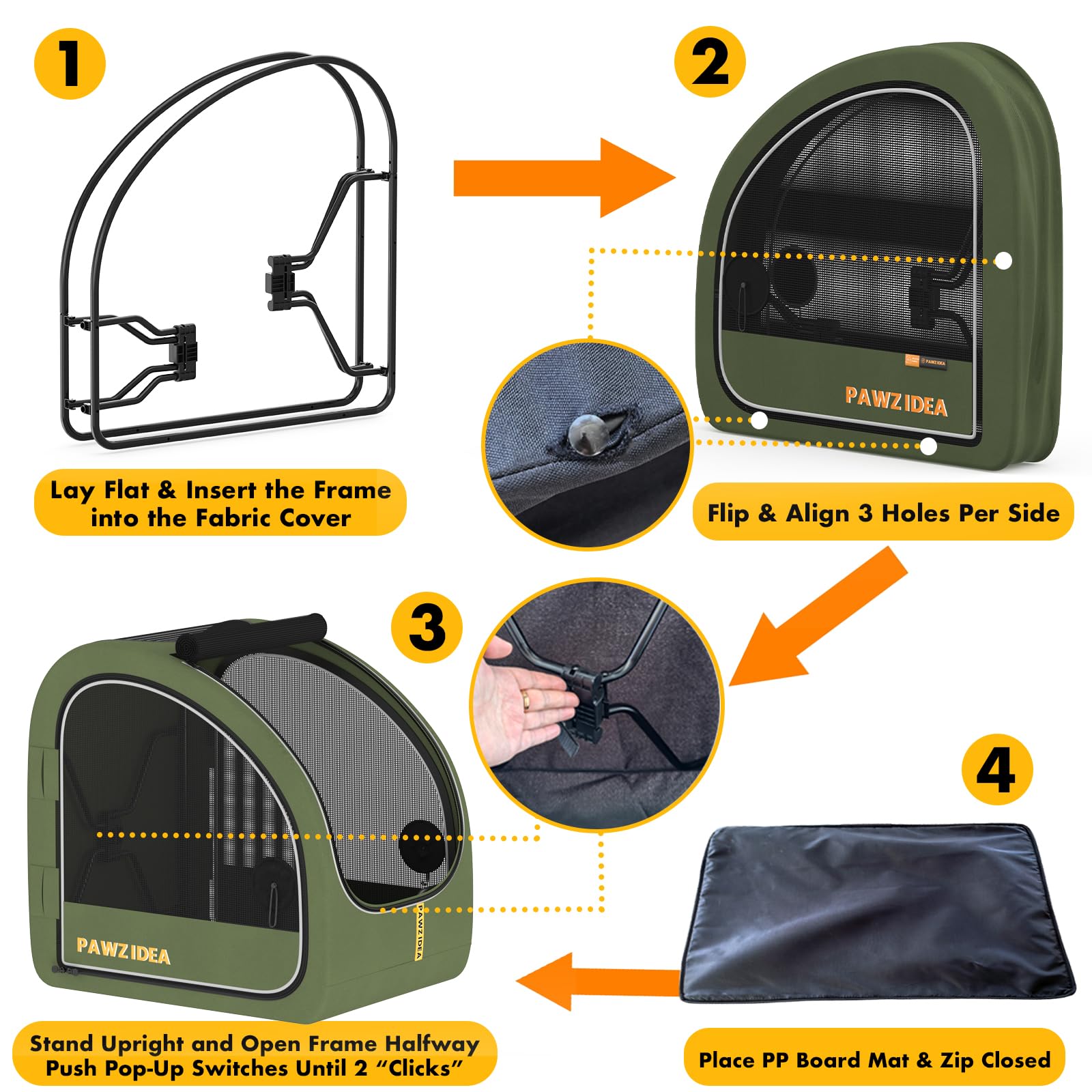 PAWZIDEA portable dog crate seatbelt and headrest straps secure travel