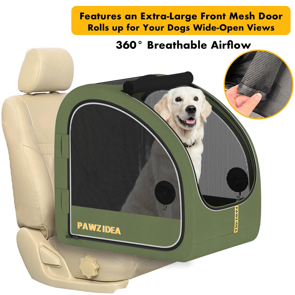 PAWZIDEA portable dog crate self-locking zippers prevent escapes