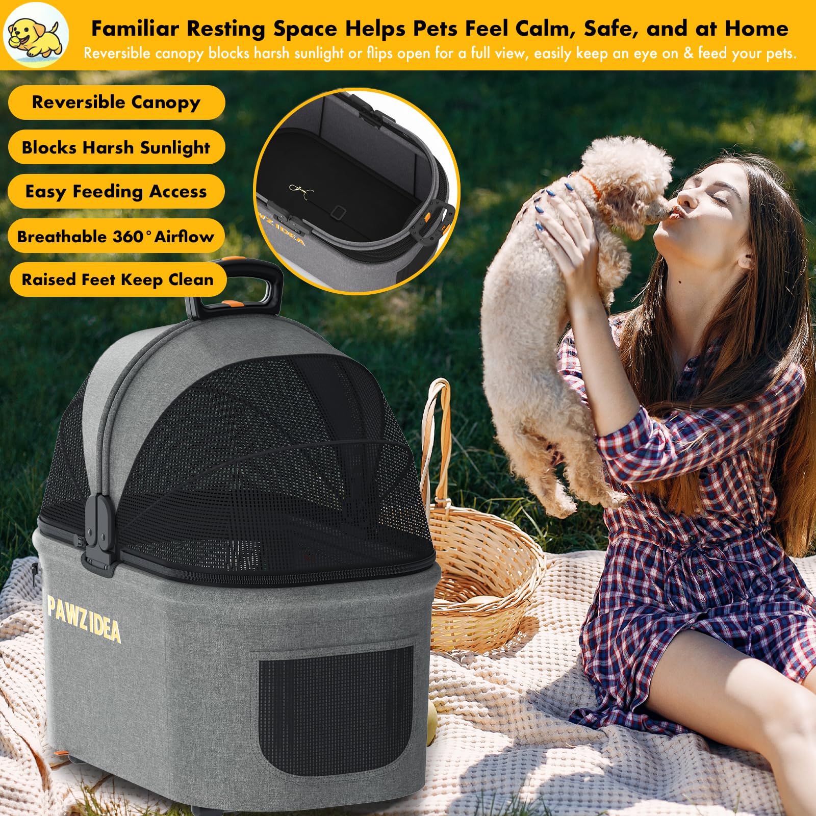 PAWZIDEA collapsible frame for quick setup and compact storage