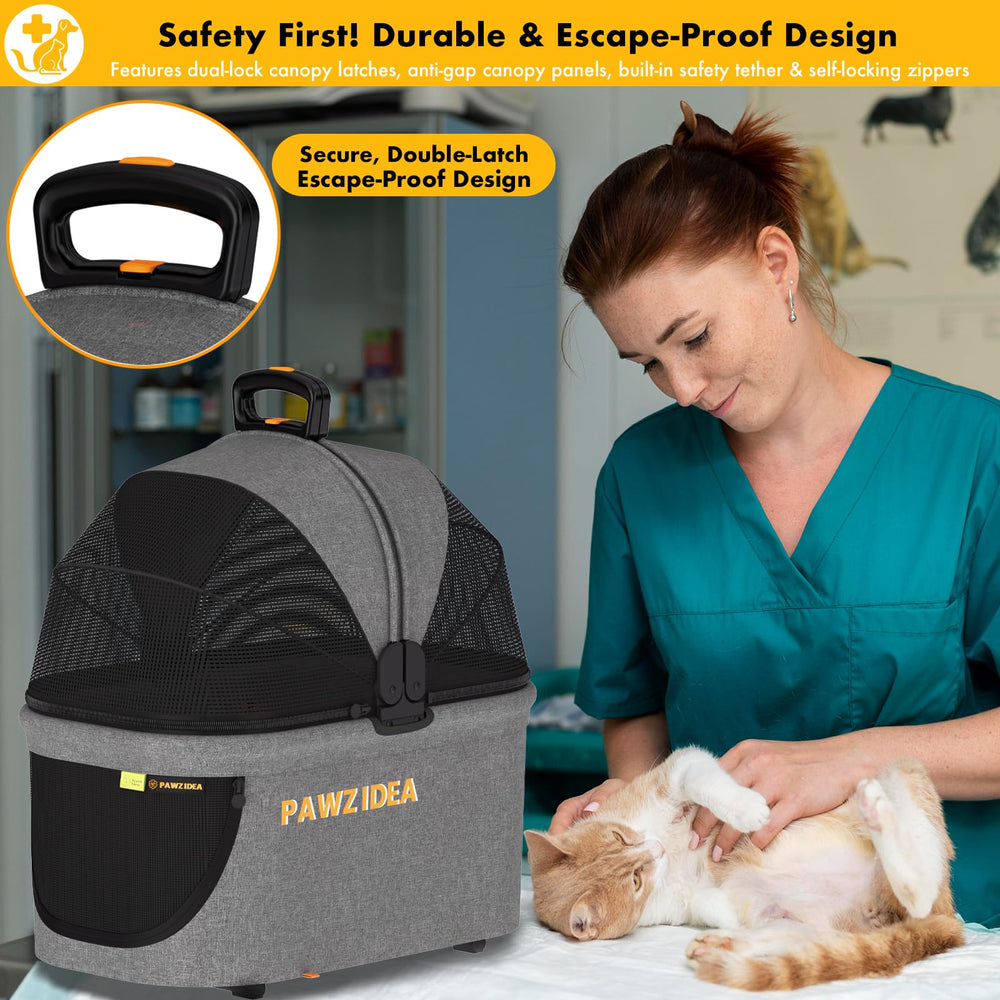 PAWZIDEA dual-lock canopy latches prevent escapes during trips