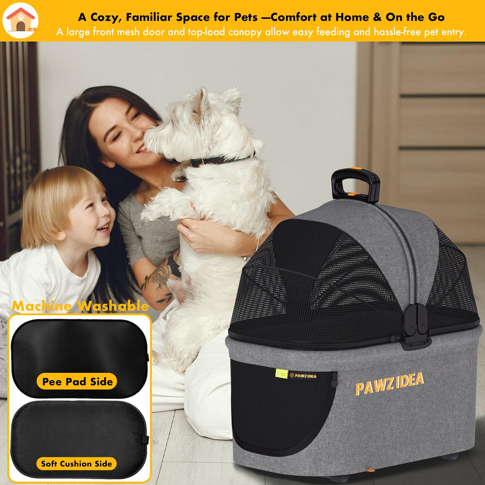 PAWZIDEA side pocket stores treats and essentials within reach