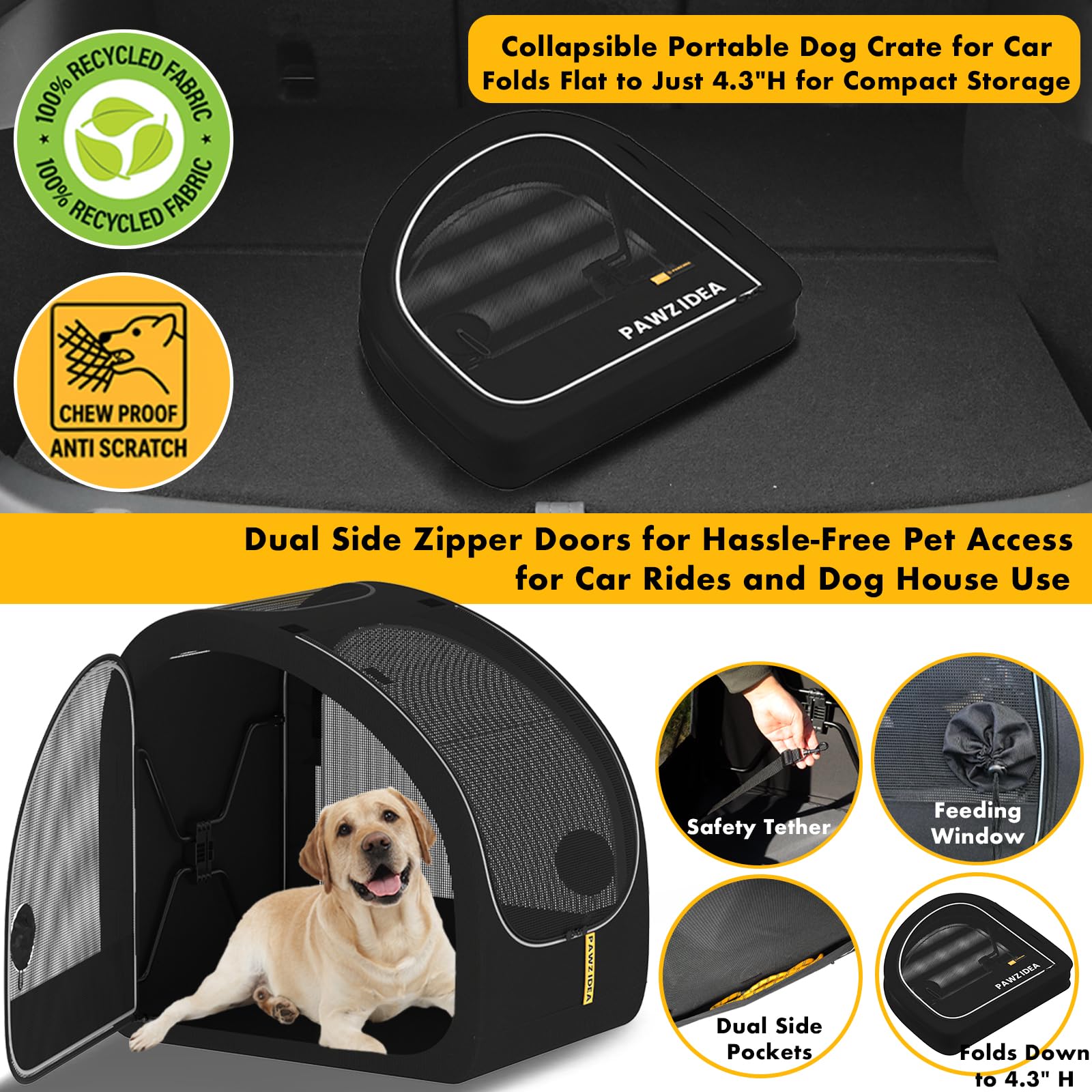 PAWZIDEA removable-cushion-pp-board showing washable comfort and solid support