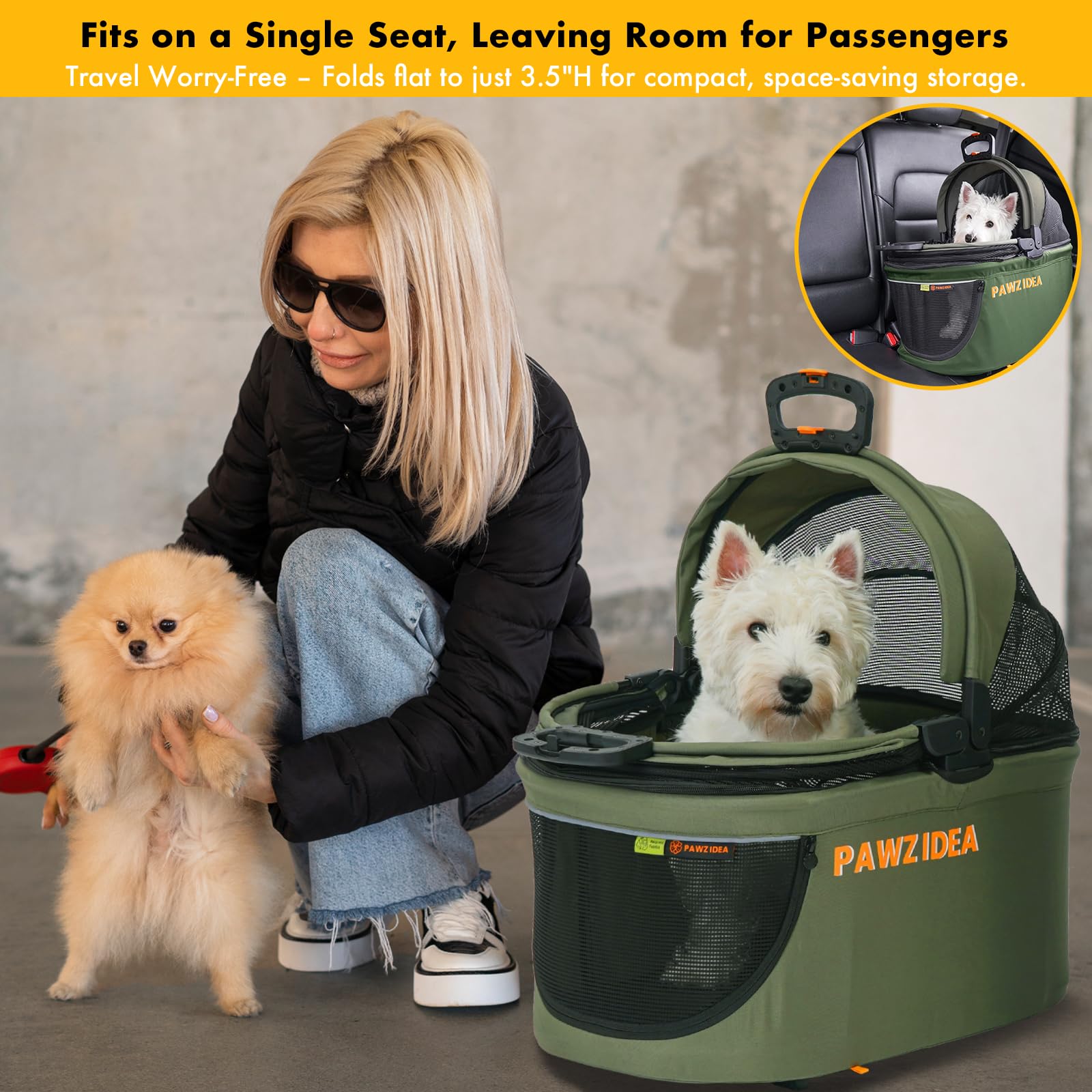 PAWZIDEA removable machine-washable cushion protecting car seats